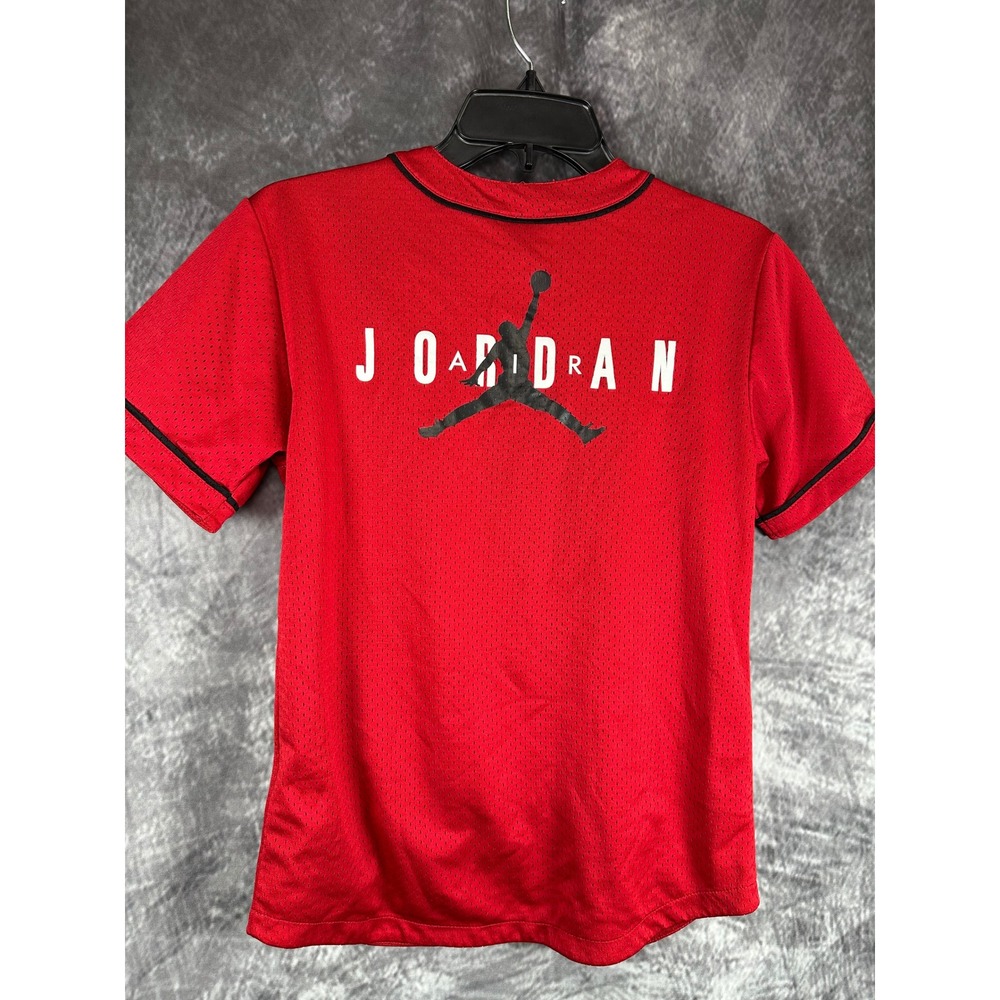 Jordan Mesh Baseball Jersey Kids Youth Med 10-12 Red Black Dri-FIT Jumpman